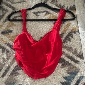 Red Ruched Sleeveless Top Shein women